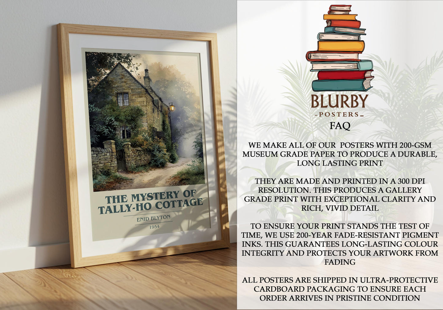 The Mystery of Tally-Ho Cottage by Enid Blyton | Book Poster | Literary Art Gift For Book Lover | Novel Inspired Wall Art | Free Delivery