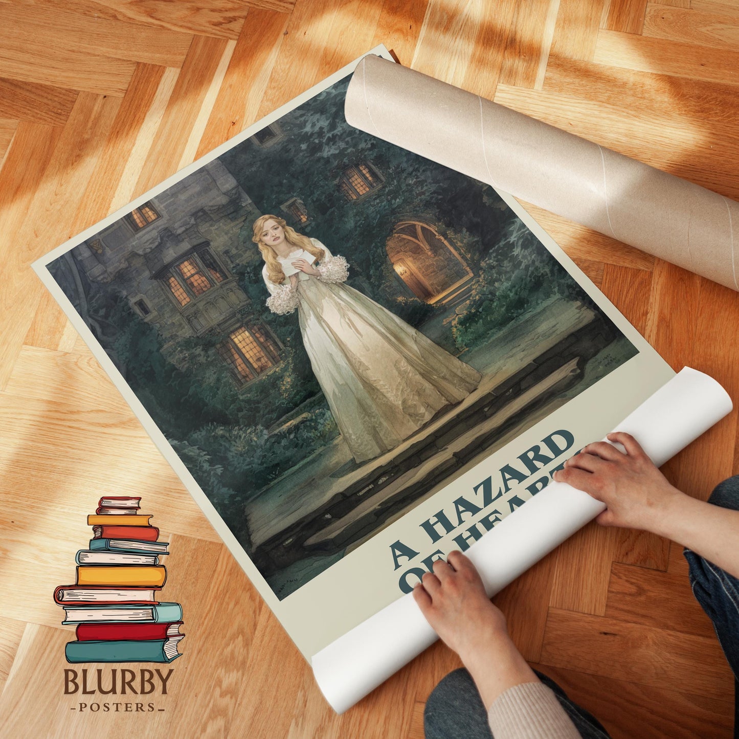A Hazard of Hearts book poster packaging – museum-quality print rolled in protective tube