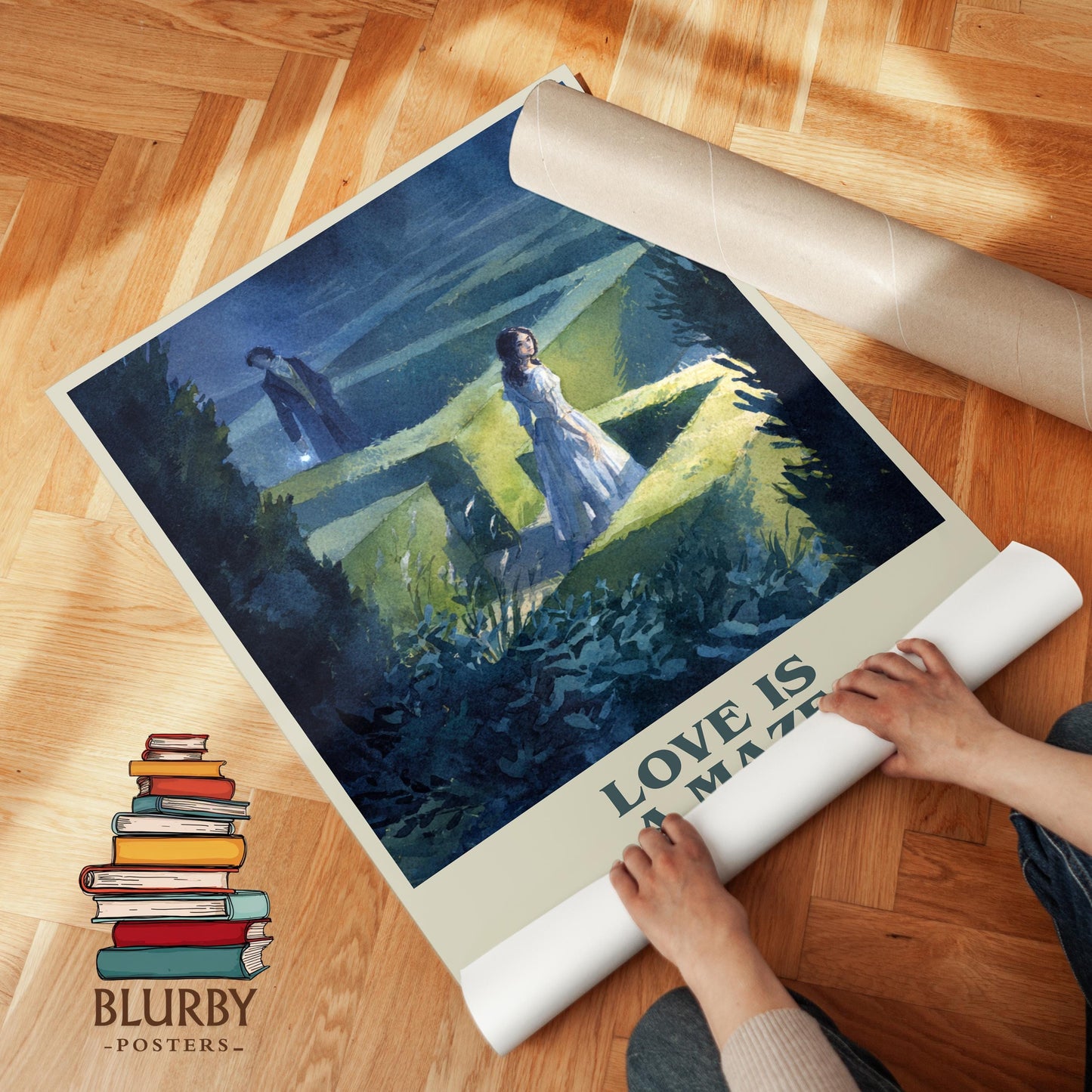 Love Is a Maze book poster packaging – museum-quality print rolled in protective tube