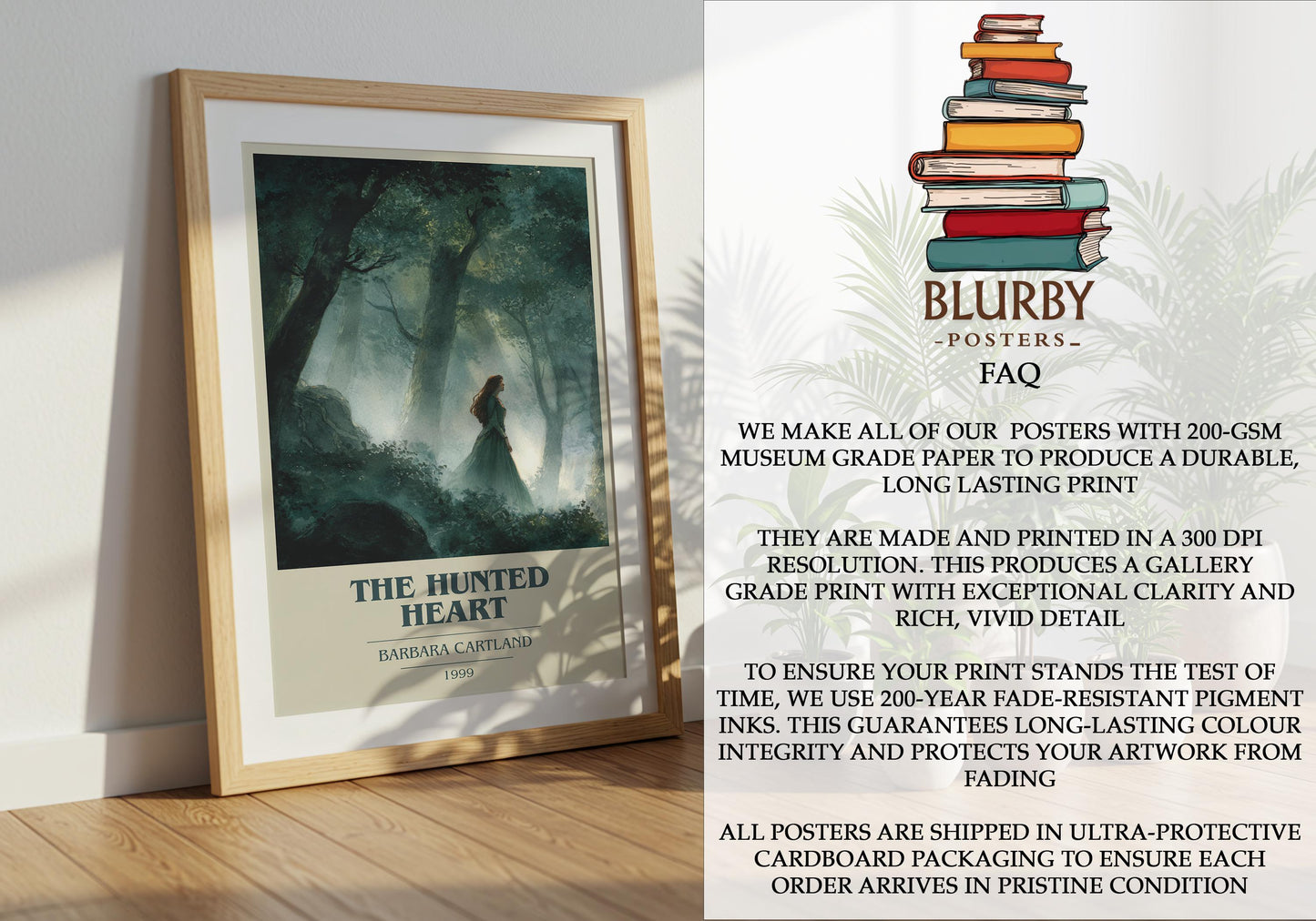 The Hunted Heart by Barbara Cartland | Book Poster | Literary Art Gift For Book Lover | Novel Inspired Wall Art | Free Delivery