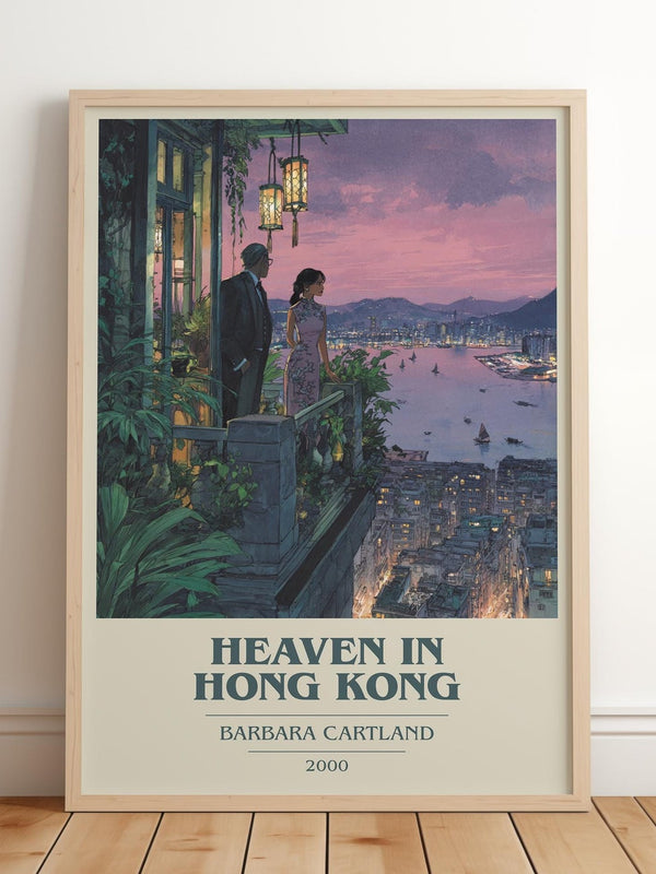 Heaven in Hong Kong book cover print in frame leaning in hallway – romance wall art