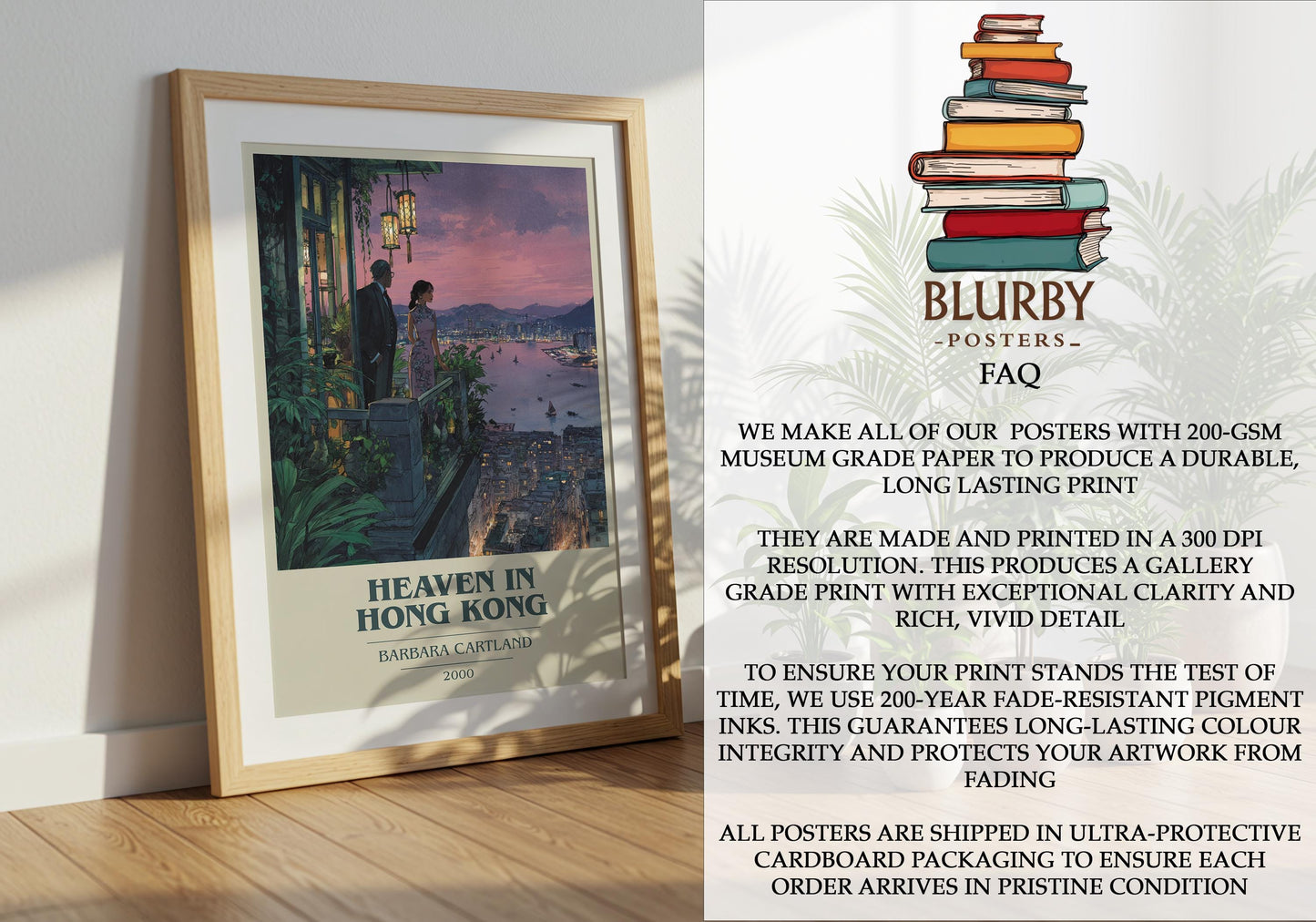 Heaven In Hong Kong by Barbara Cartland | Book Poster | Literary Art Gift For Book Lover | Novel Inspired Wall Art | Free Delivery