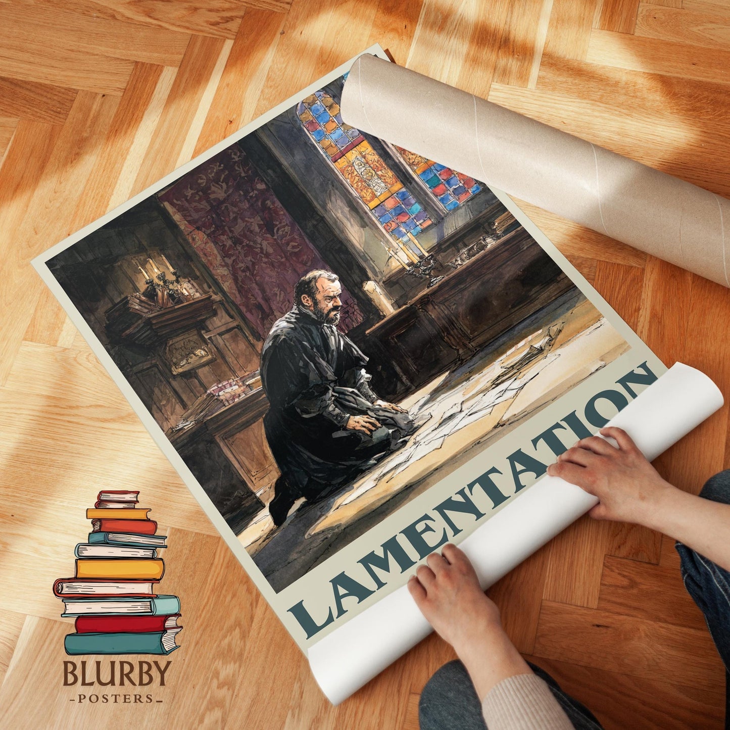 Lamentation book poster packaging – museum-quality print rolled in protective tube