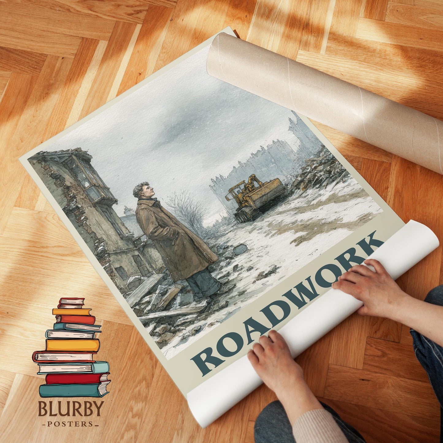 Roadwork book poster packaging – museum-quality print rolled in protective tube