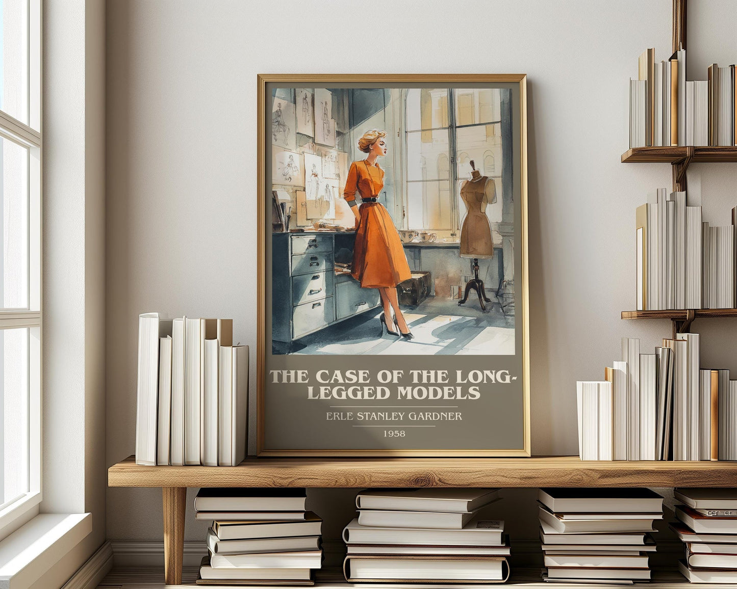 The Case of the Long-legged Models book cover book poster framed on wall – mystery wall art
