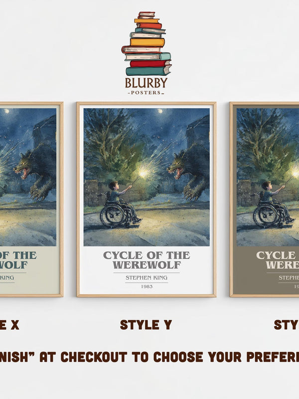 Cycle of the Werewolf book cover print in frame leaning in hallway – horror wall art