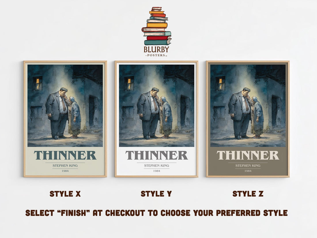 Thinner book cover print in frame leaning in hallway – horror wall art (mockup)