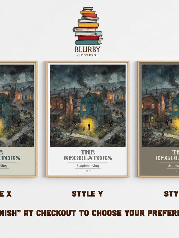The Regulators book cover print in frame leaning in hallway – horror wall art