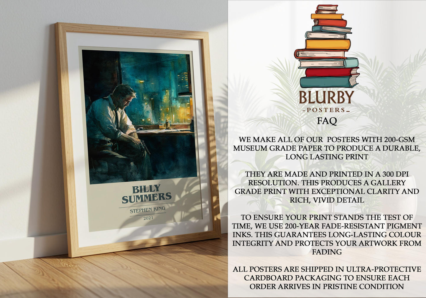 Billy Summers by Stephen King | Book Poster | Literary Art Gift For Book Lover | Novel Inspired Wall Art | Free Delivery