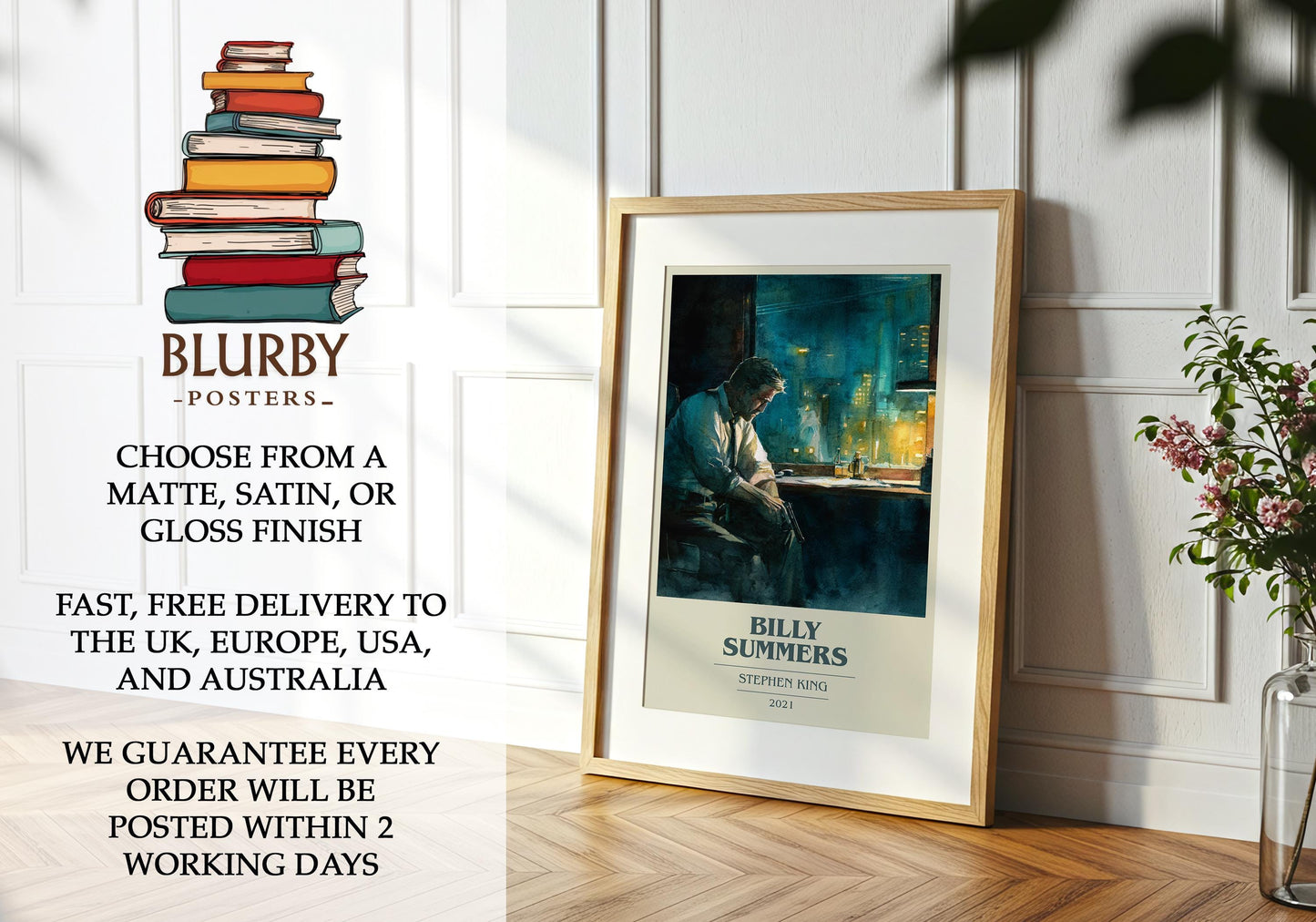 Billy Summers book cover poster paired in gallery wall – literary art prints
