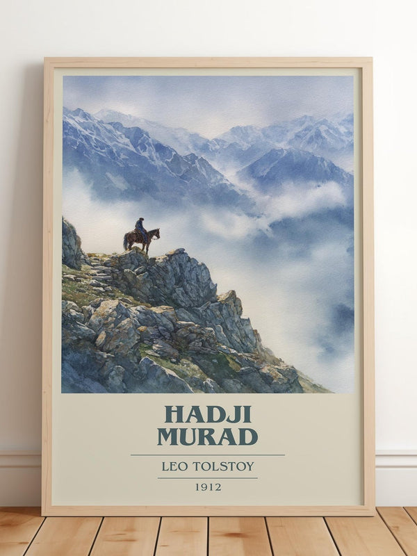 Hadji Murad book cover print in frame leaning in hallway – classic literature wall art