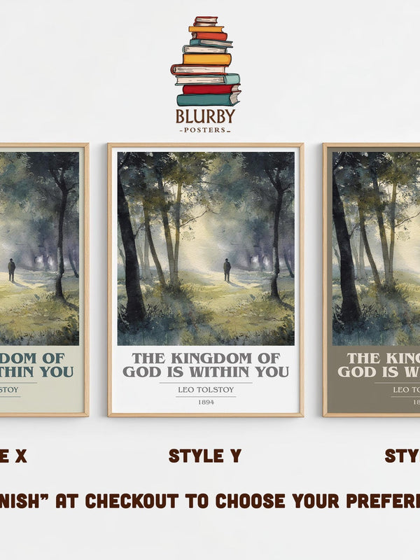 The Kingdom Of God Is Within You book cover print in frame leaning in hallway – classic literature wall art