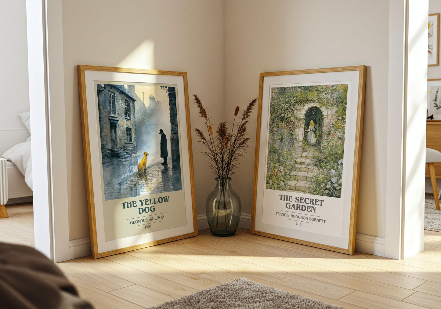 The Yellow Dog book cover poster paired in gallery wall – literary art prints