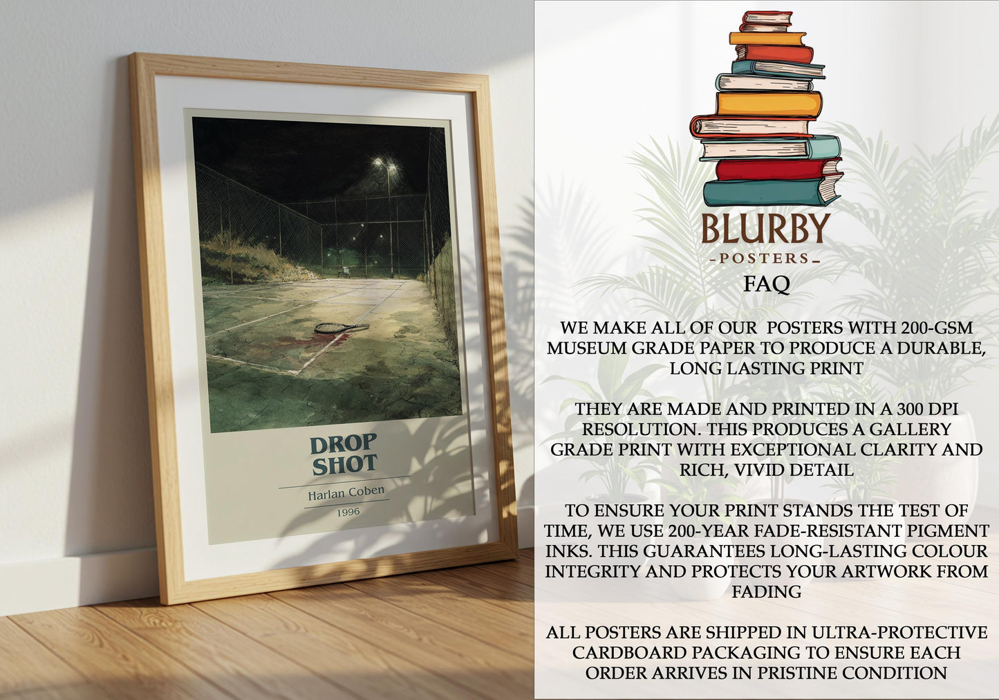 Drop Shot by Harlan Coben | Book Poster | Literary Art Gift For Book Lover | Novel Inspired Wall Art | Free Delivery