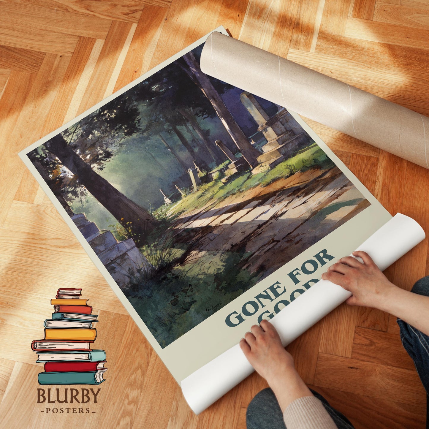 Gone for Good book poster packaging – museum-quality print rolled in protective tube