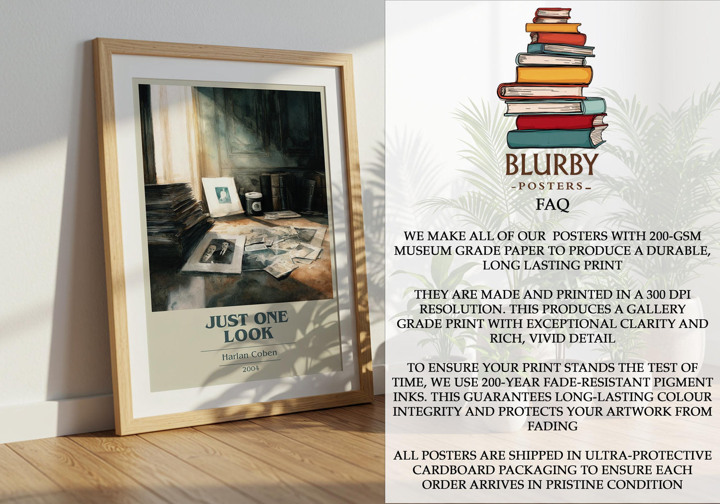 Just One Look by Harlan Coben | Book Poster | Literary Art Gift For Book Lover | Novel Inspired Wall Art | Free Delivery