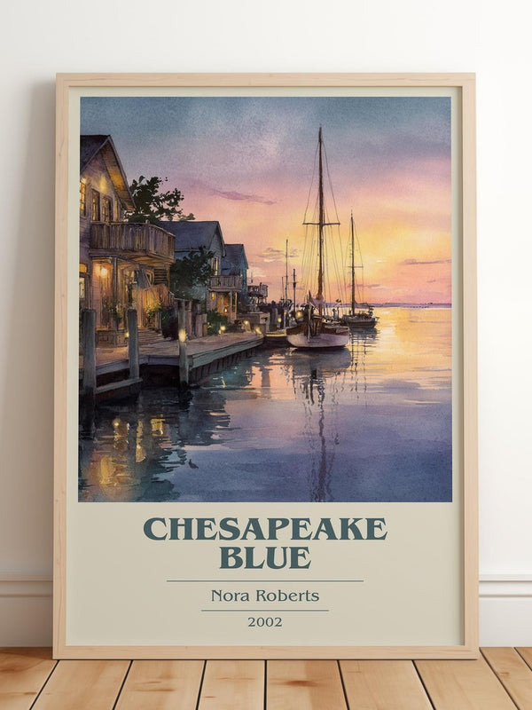 Chesapeake Blue book cover poster colour and style options – Nora Roberts book art