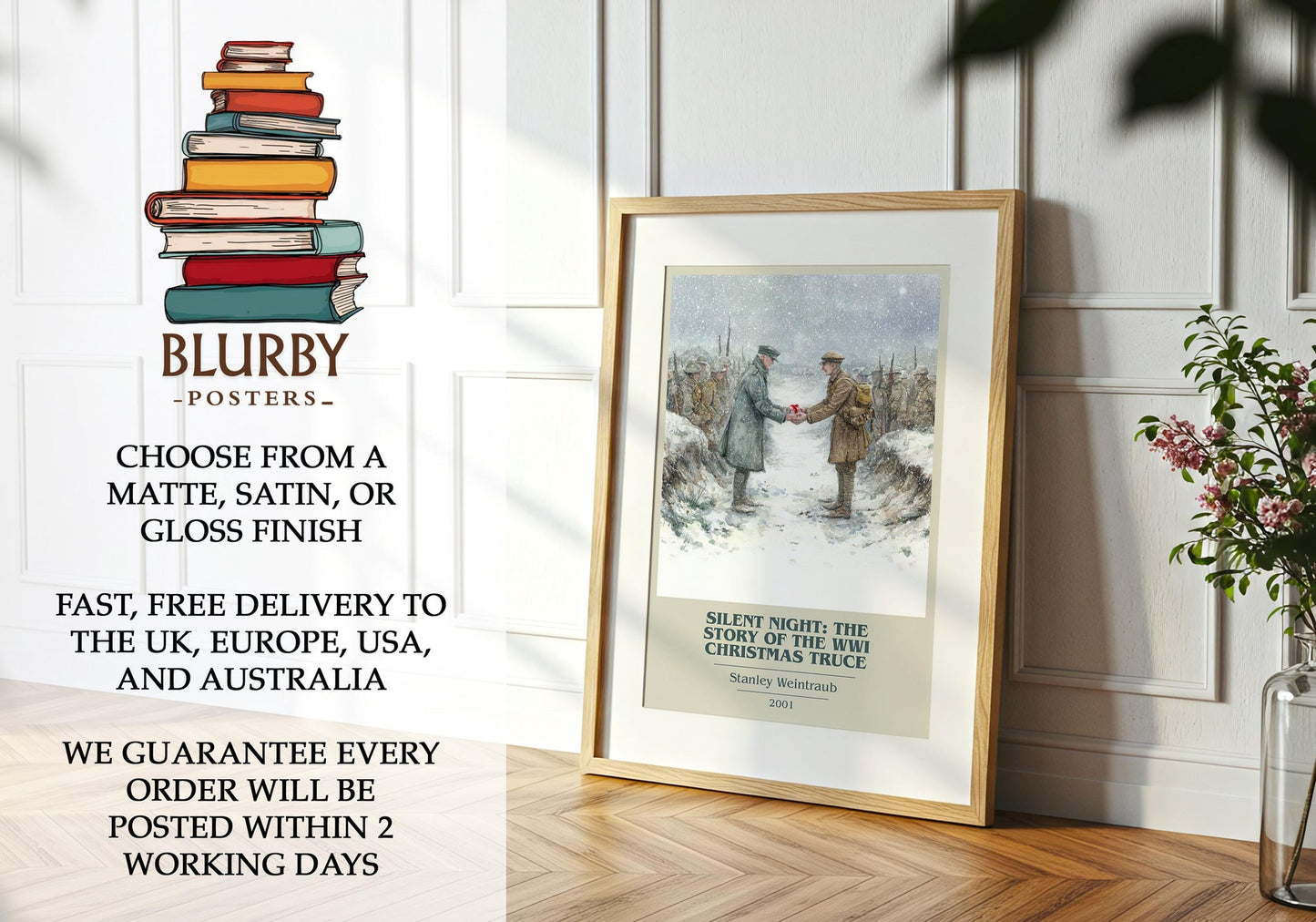 Silent Night: The Story of the World War I Christmas Truce book poster packaging – museum-quality print rolled in protective