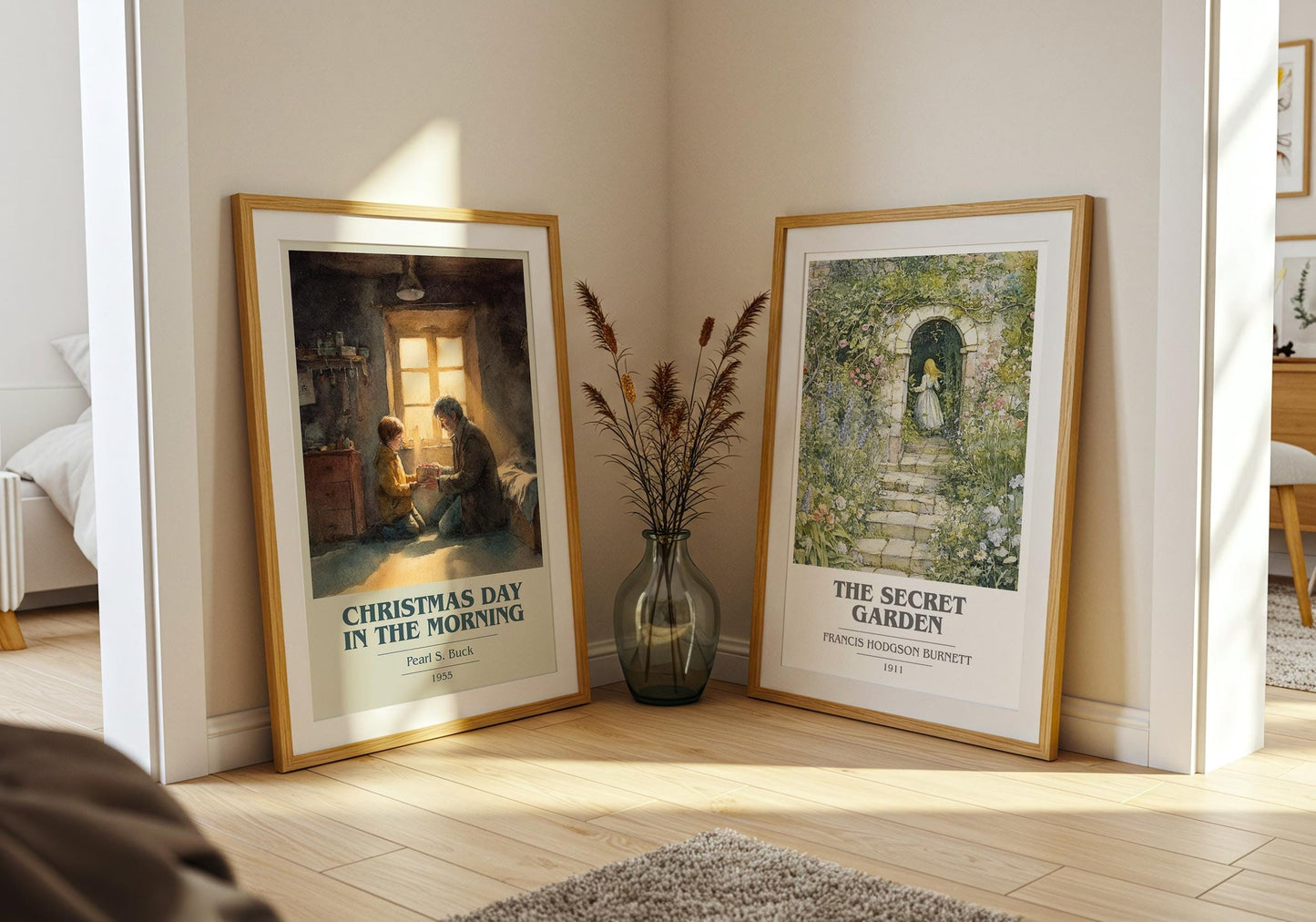 Christmas Day in the Morning book cover poster paired in gallery wall – literary art prints