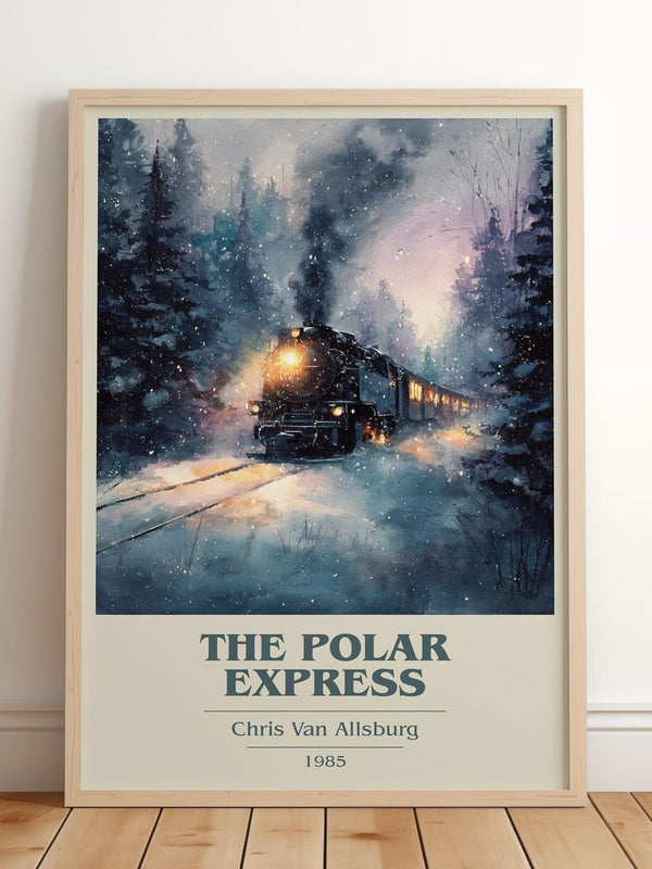 The Polar Express book cover print in frame leaning in hallway – childrens wall art