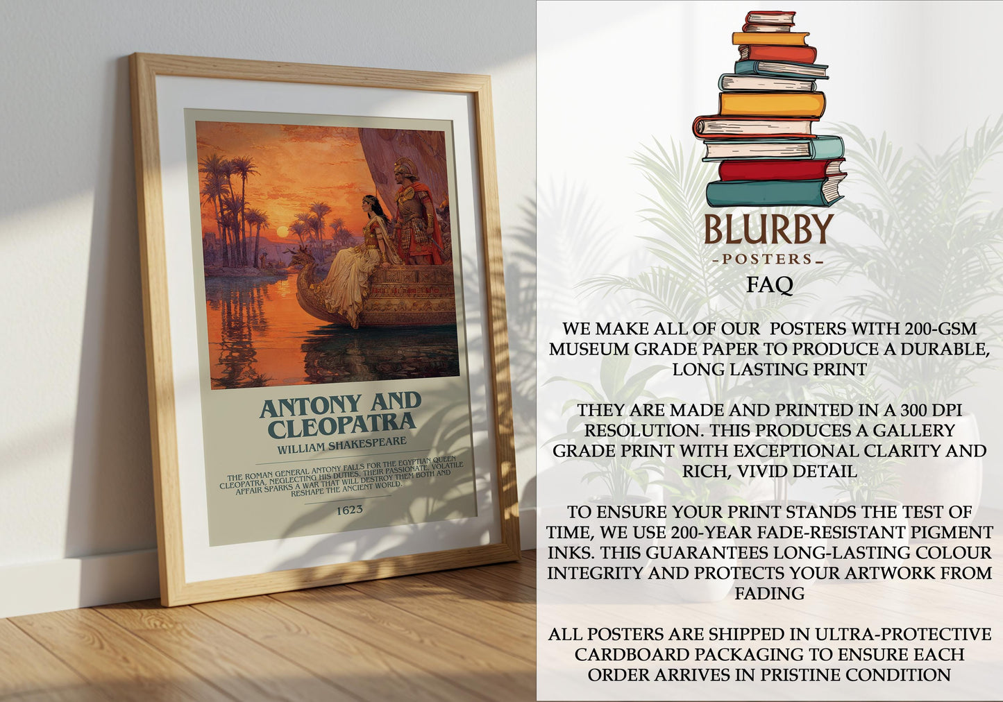 Antony and Cleopatra by William Shakespeare | Book Poster | Literary Art Gift For Book Lover | Novel Inspired Wall Art | Free Delivery