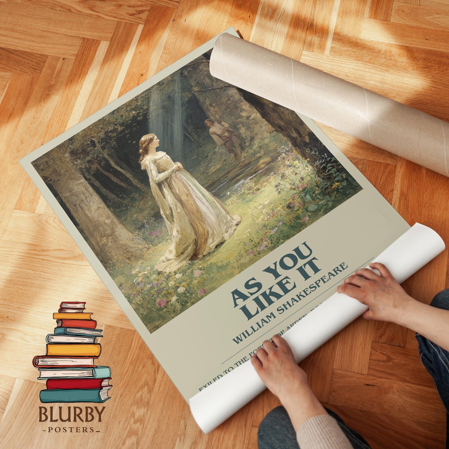 As You Like It book poster packaging – museum-quality print rolled in protective tube