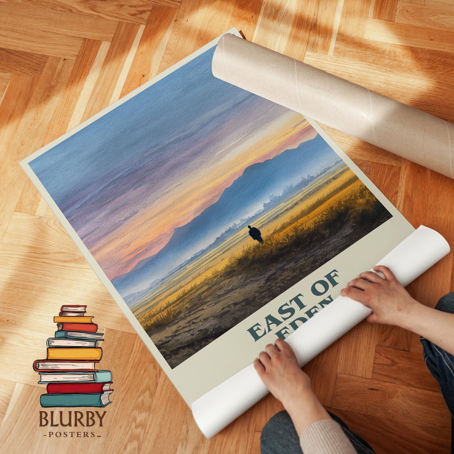 East of Eden book poster packaging – museum-quality print rolled in protective tube