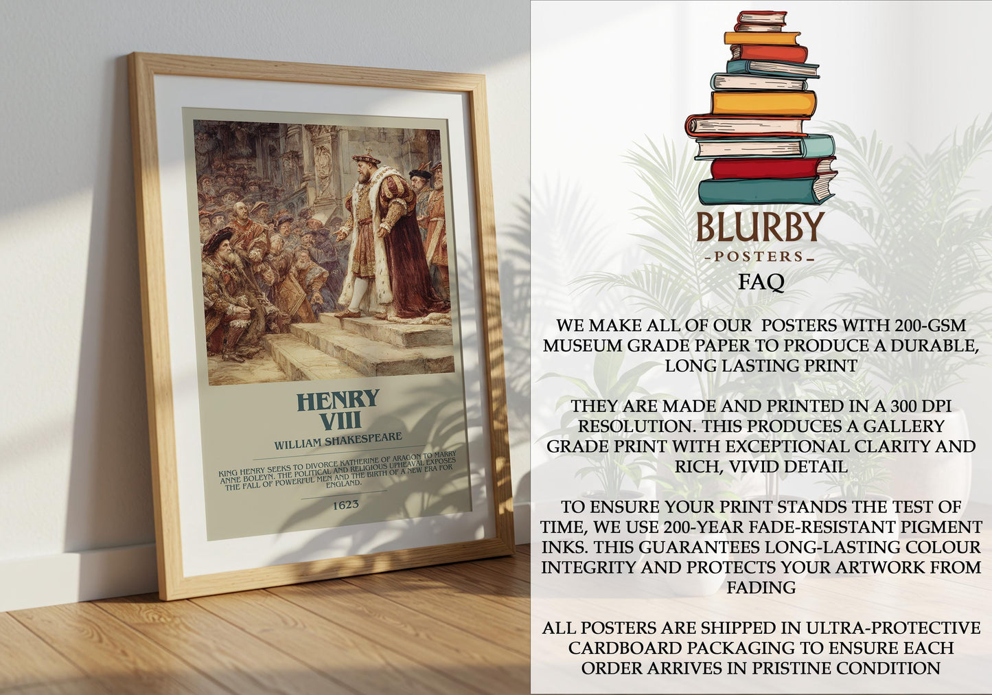 Henry VIII by William Shakespeare | Book Poster | Literary Art Gift For Book Lover | Novel Inspired Wall Art | Free Delivery
