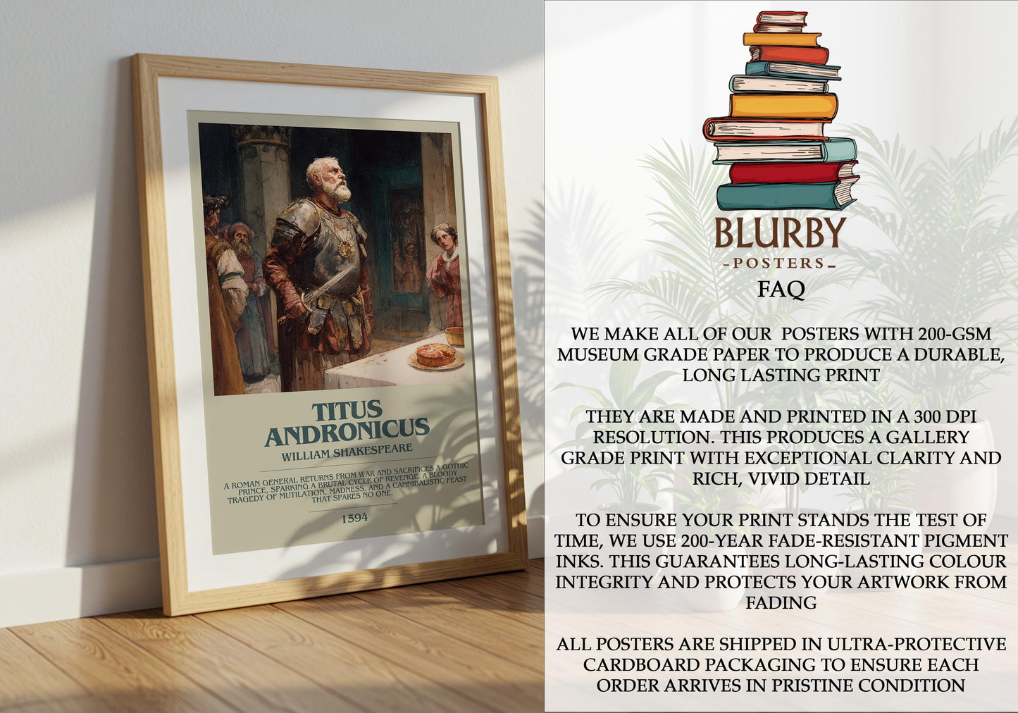 Titus Andronicus by William Shakespeare | Book Poster | Literary Art Gift For Book Lover | Novel Inspired Wall Art | Free Delivery