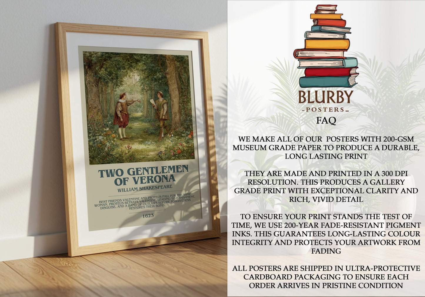 Two Gentlemen of Verona by William Shakespeare | Book Poster | Literary Art Gift For Book Lover | Novel Inspired Wall Art | Free Delivery