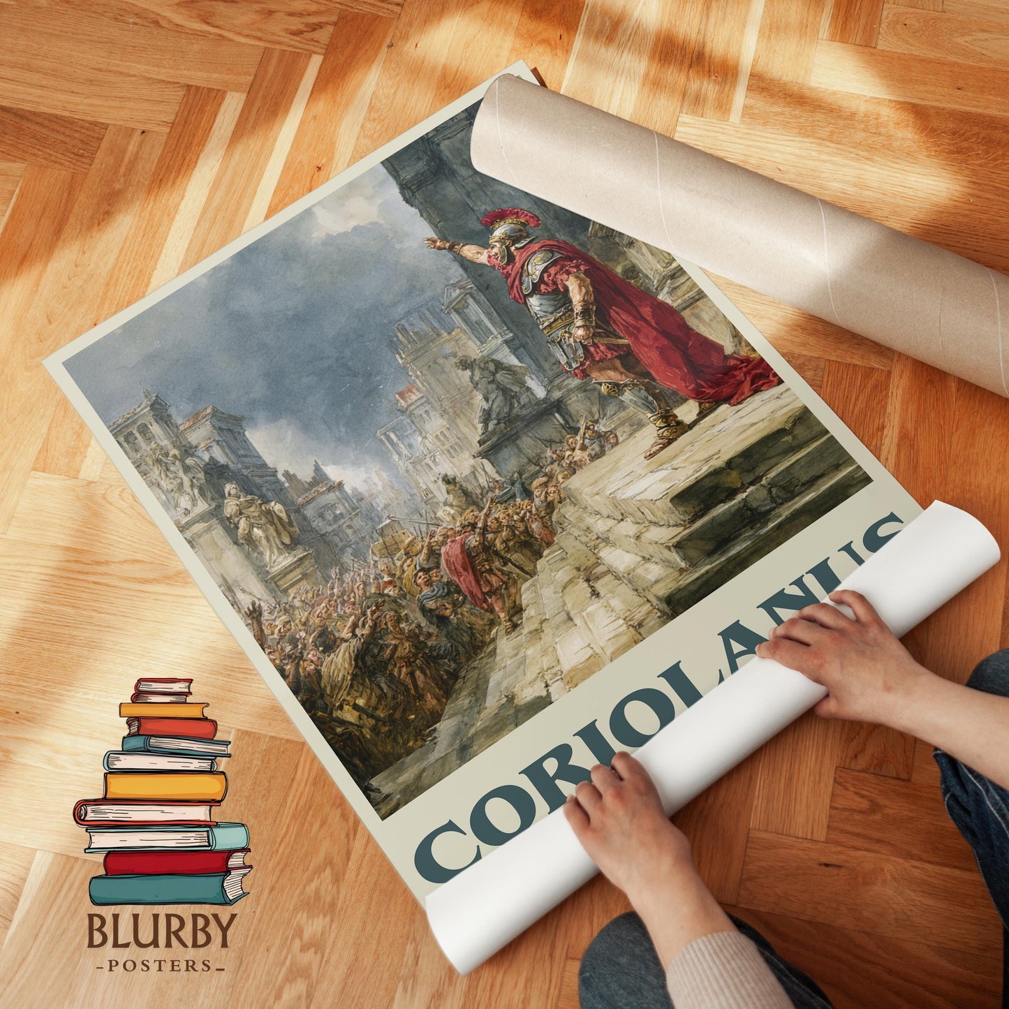 Coriolanus book poster packaging – museum-quality print rolled in protective tube