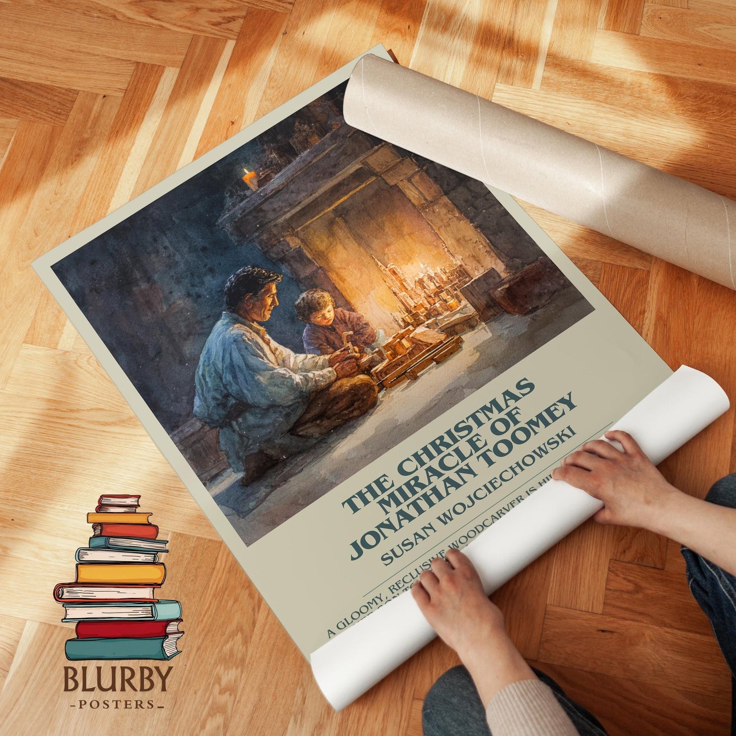 The Christmas Miracle of Jonathan Toomey book poster packaging – museum-quality print rolled in protective tube