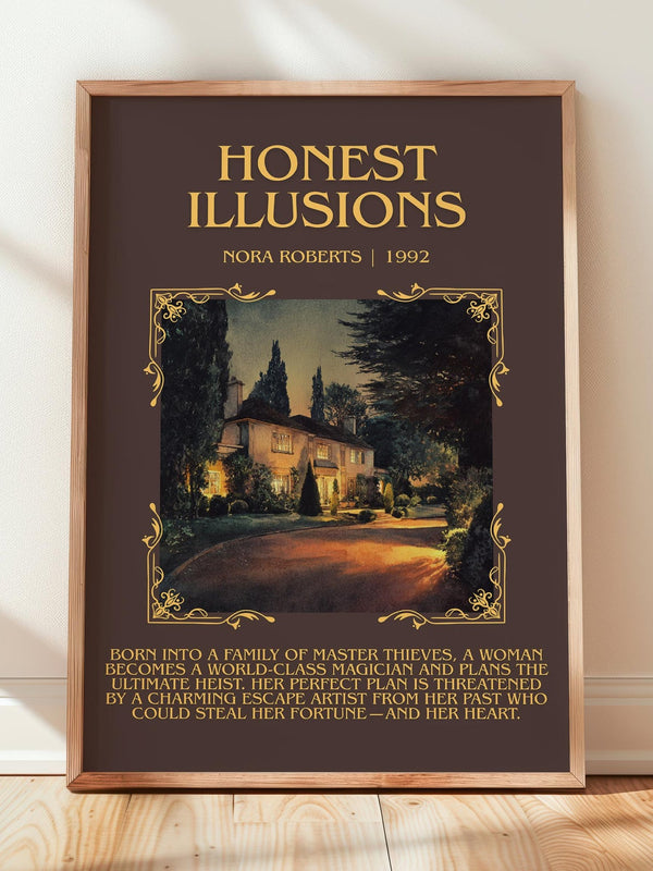 Honest Illusions minimalist print in frame leaning in hallway – romance wall art