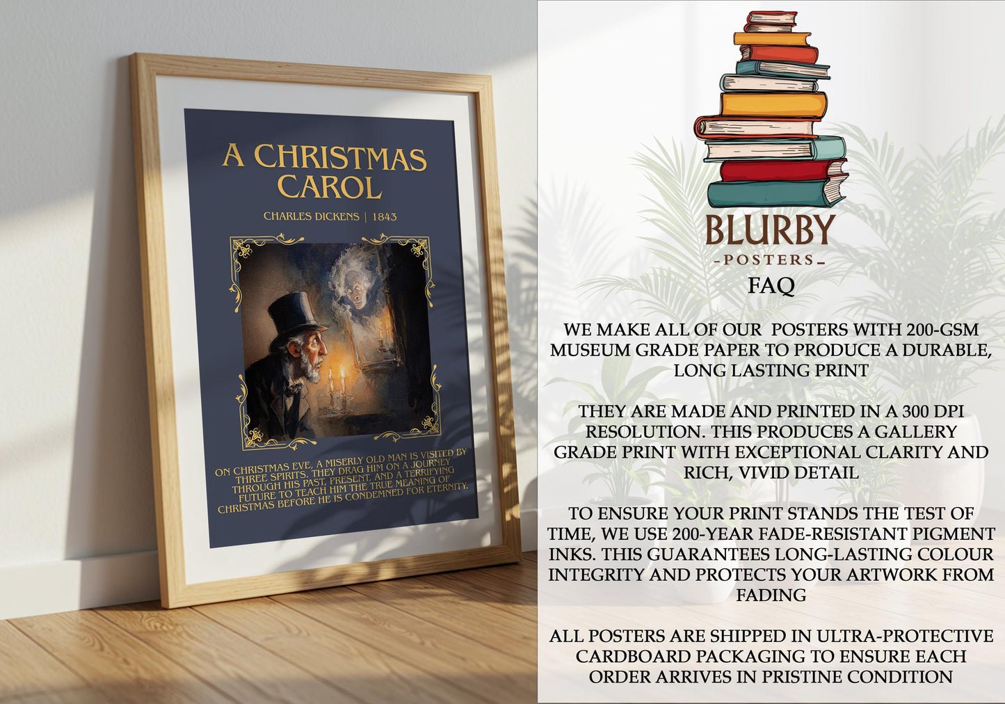 A Christmas Carol by Charles Dickens | Book Poster | Literary Art Gift For Book Lover | Novel Inspired Wall Art | Free Delivery