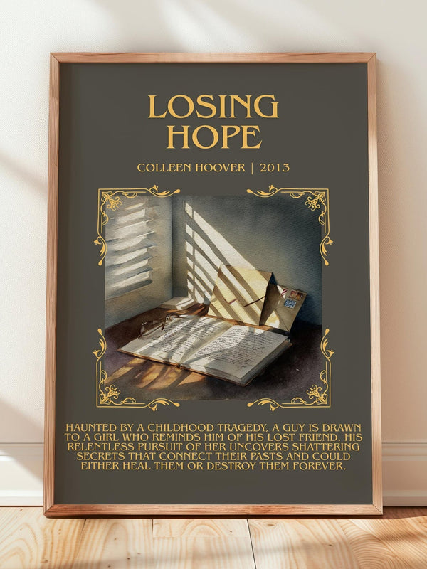 Losing Hope minimalist print in frame leaning in hallway – romance wall art