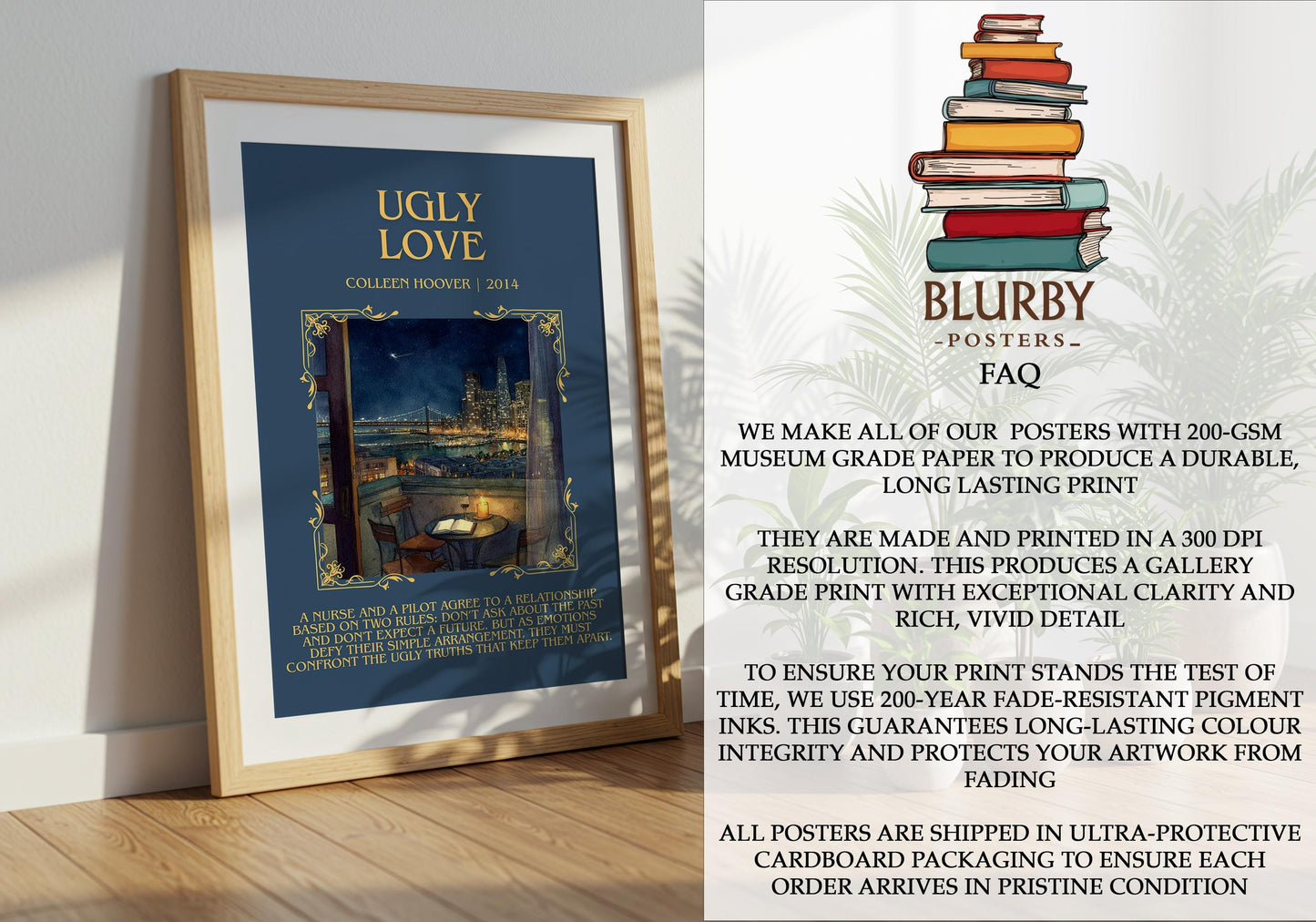 Ugly Love by Colleen Hoover | Book Poster | Literary Art Gift For Book Lover | Novel Inspired Wall Art | Free Delivery