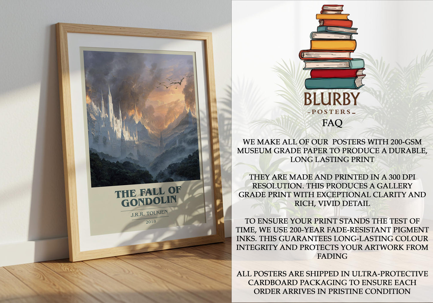 The Fall Of Gondolin by J.R.R. Tolkien | Book Poster | Literary Art Gift For Book Lover | Novel Inspired Wall Art