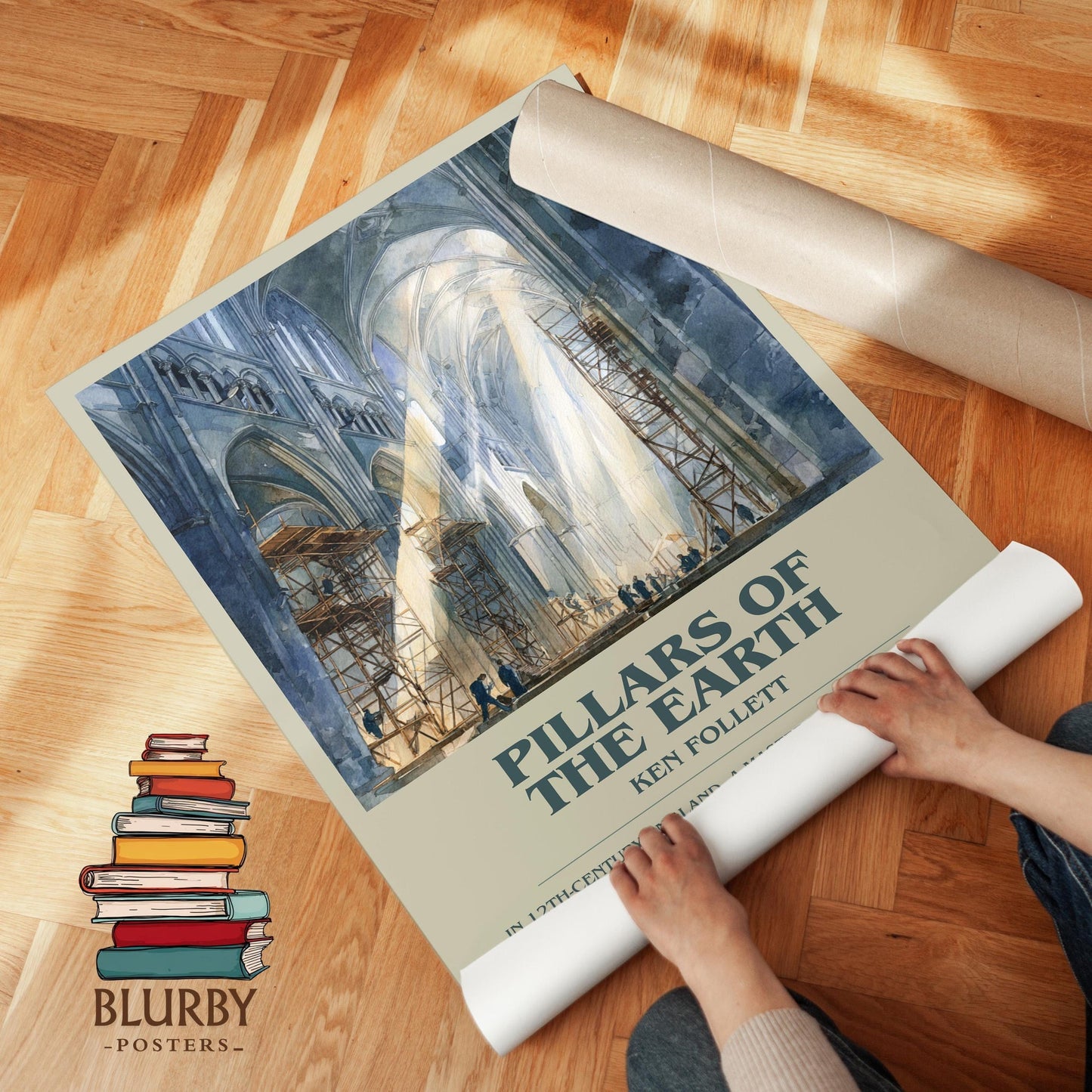 The Pillars of the Earth book poster packaging – museum-quality print rolled in protective tube