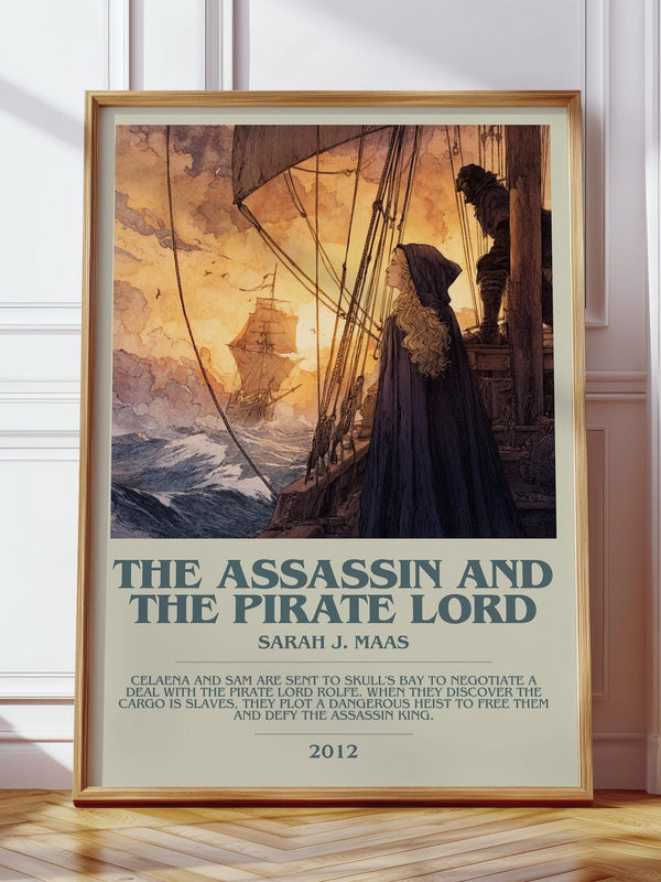 The Assassin And The Pirate Lord bookish print in frame leaning in hallway – young adult wall art
