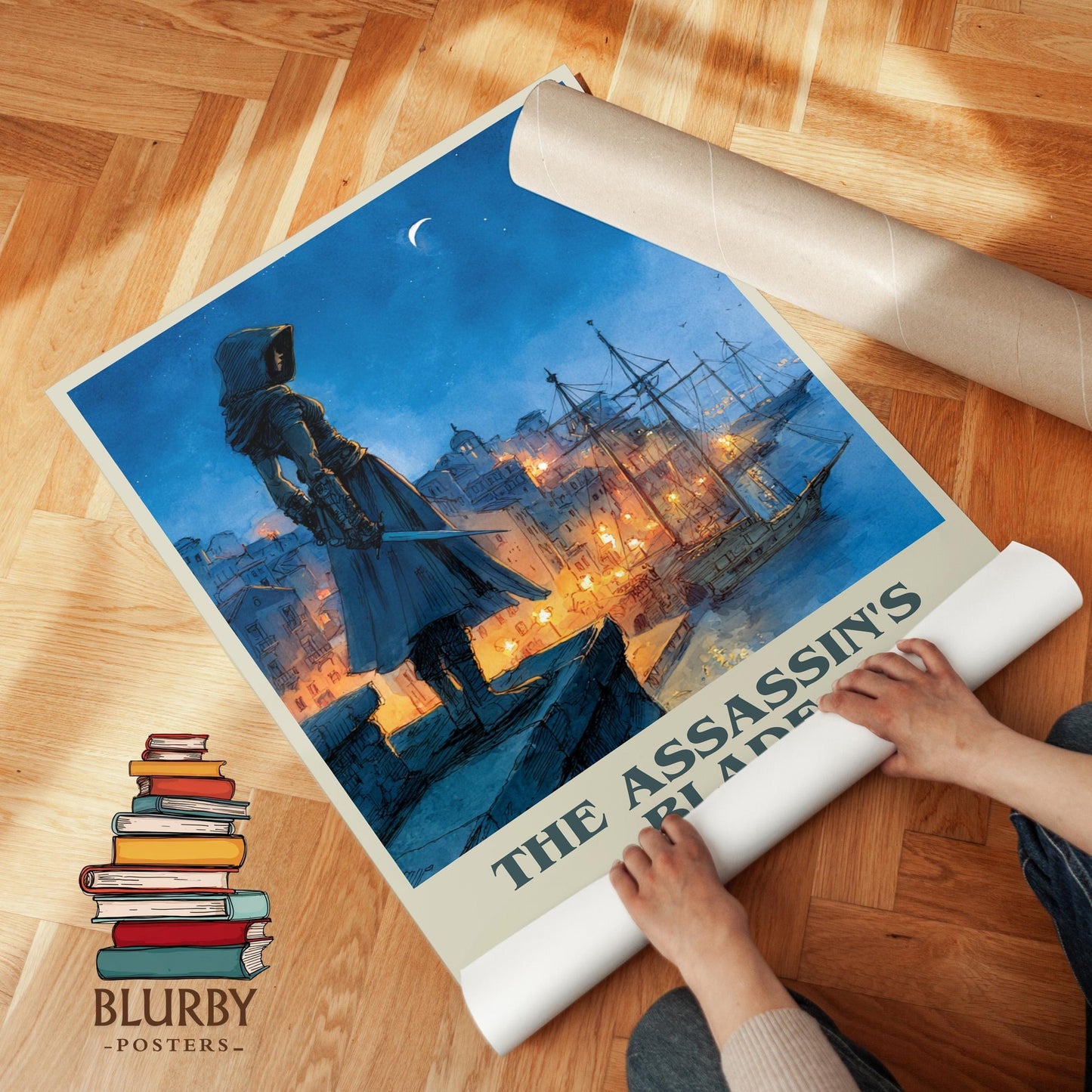 The Assassin's Blade book poster packaging – museum-quality print rolled in protective tube