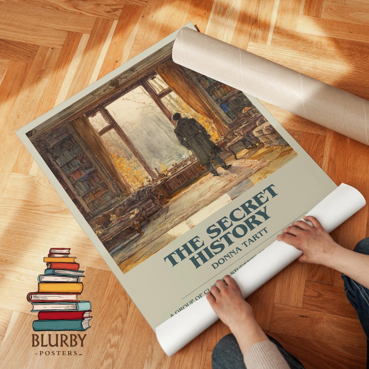 The Secret History book poster packaging – museum-quality print rolled in protective tube