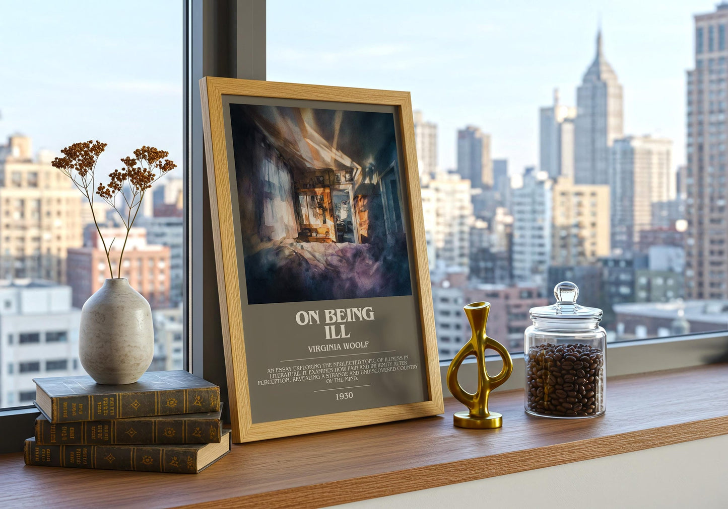 On Being Ill bookish book poster framed on wall – classic literature wall art