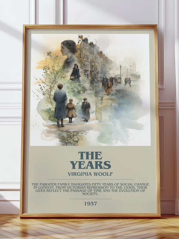 The Years bookish print in frame leaning in hallway – non fiction wall art
