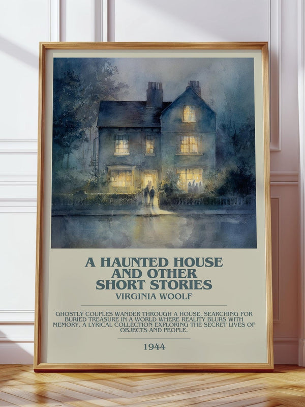 A Haunted House: And Other Short Stories bookish print in frame leaning in hallway – non fiction wall art