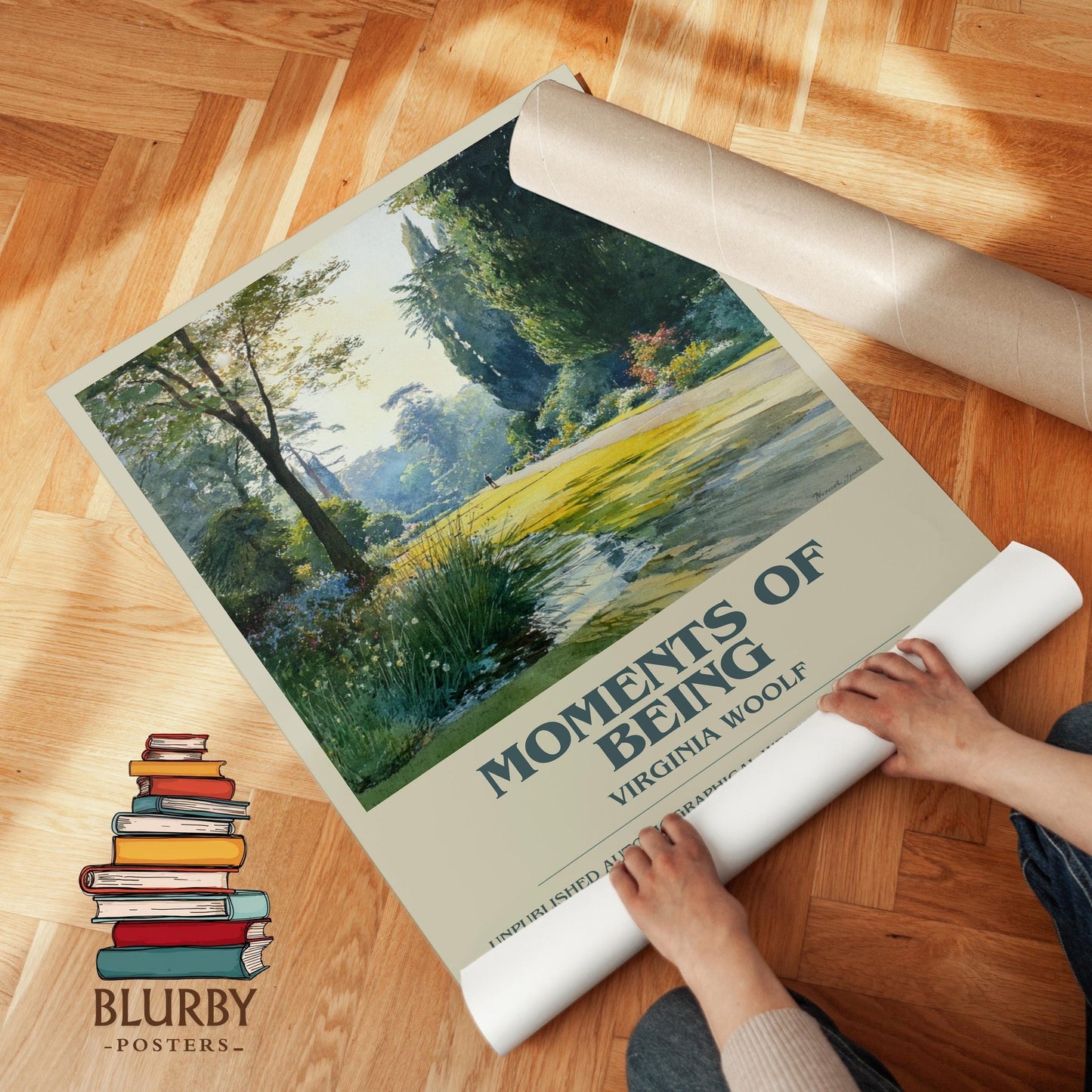 Moments of Being book poster packaging – museum-quality print rolled in protective tube