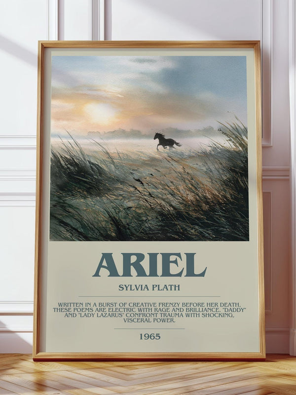 Ariel bookish print in frame leaning in hallway – poetry wall art