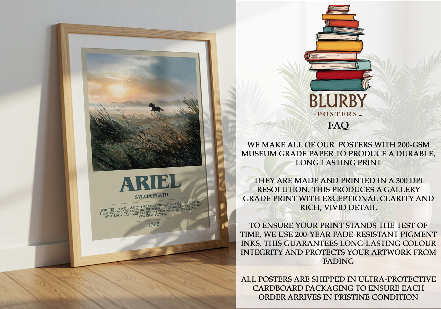 Ariel by Sylvia Plath | Book Poster | Literary Art Gift For Book Lover | Novel Inspired Wall Art | Free Delivery