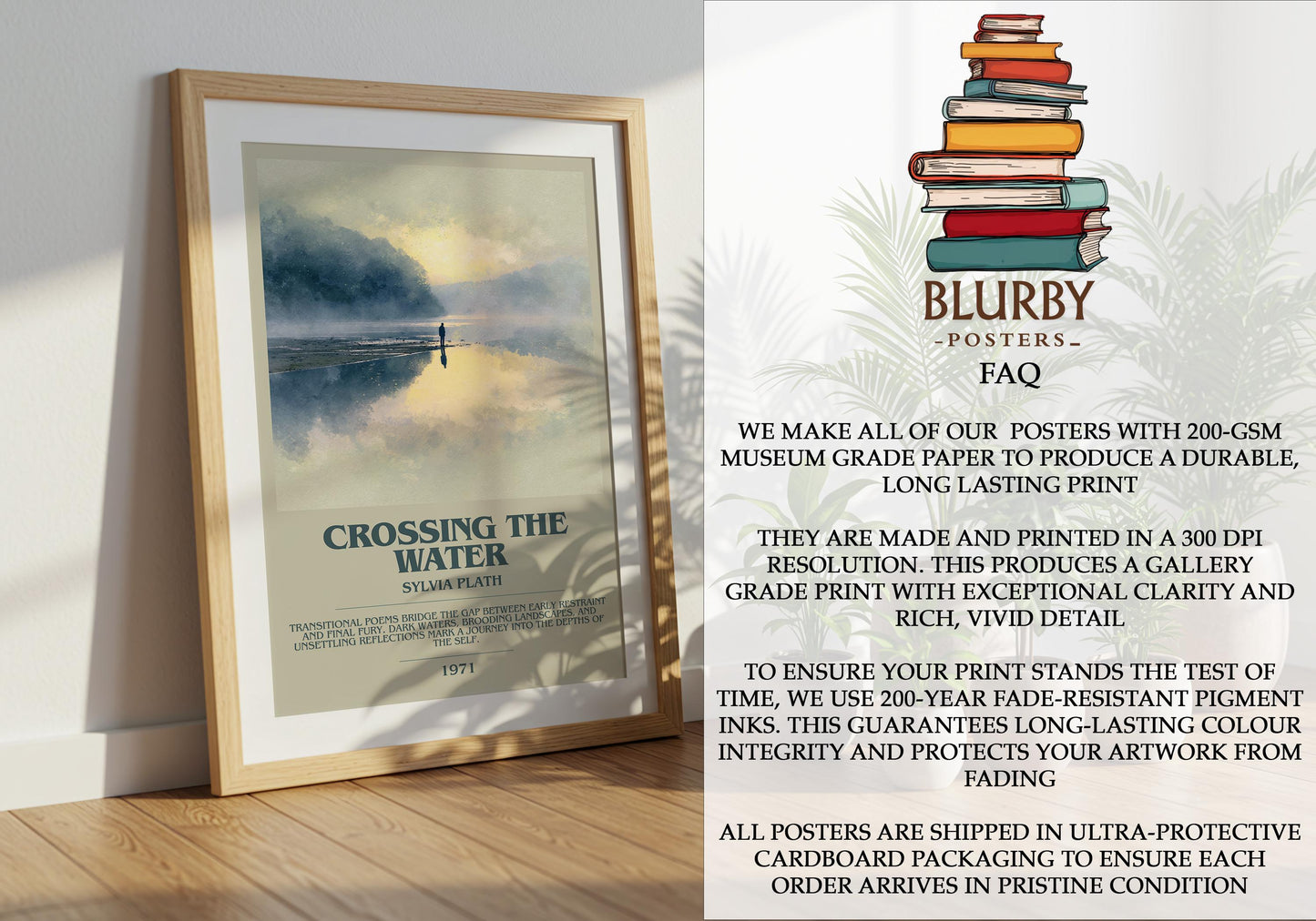 Crossing the Water by Sylvia Plath | Book Poster | Literary Art Gift For Book Lover | Novel Inspired Wall Art | Free Delivery
