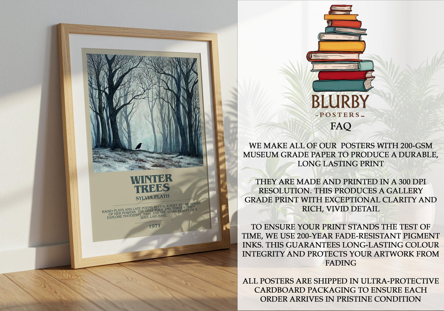 Winter Trees by Sylvia Plath | Book Poster | Literary Art Gift For Book Lover | Novel Inspired Wall Art | Free Delivery