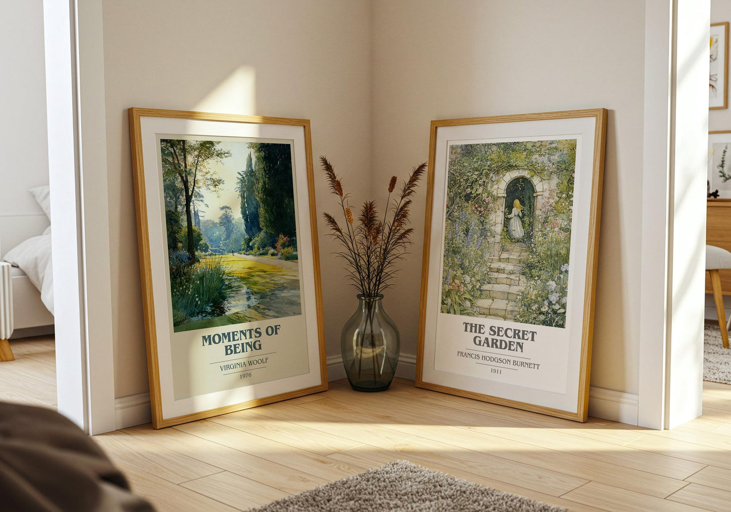 Moments of Being book cover poster paired in gallery wall – literary art prints